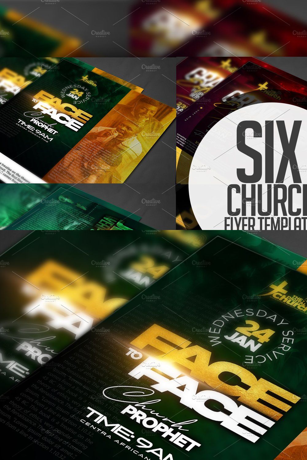 Church Flyer Bundle templates pinterest preview image.