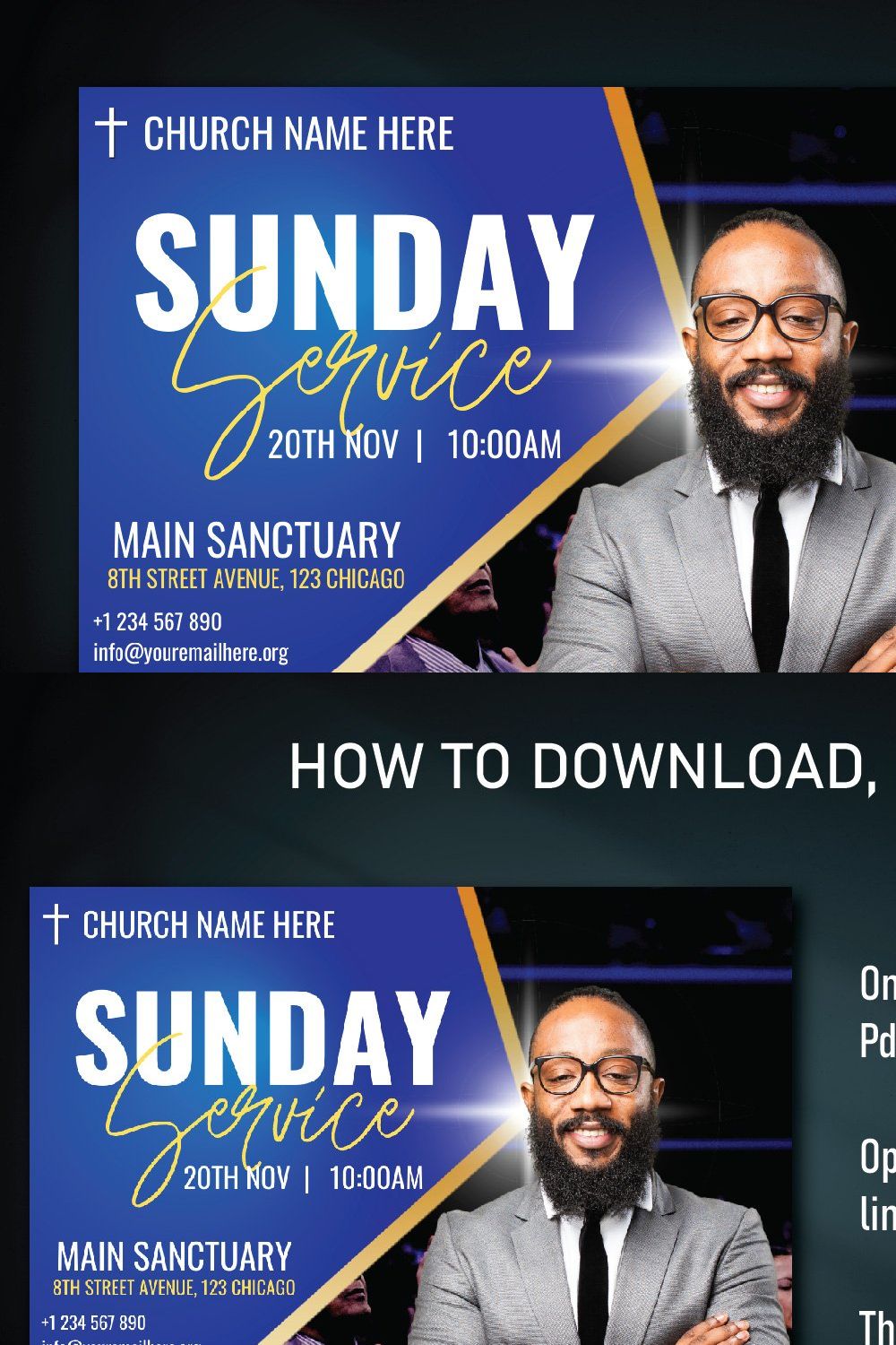 Church Flyer Canva Template pinterest preview image.