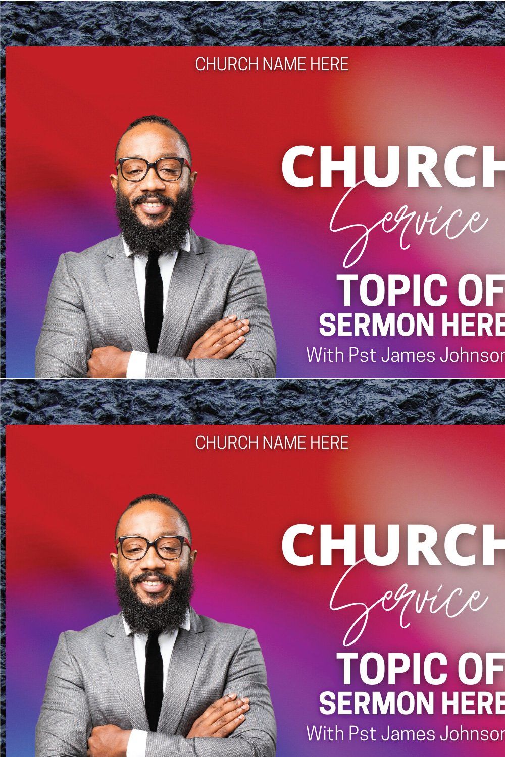 Church Service Canva Template pinterest preview image.