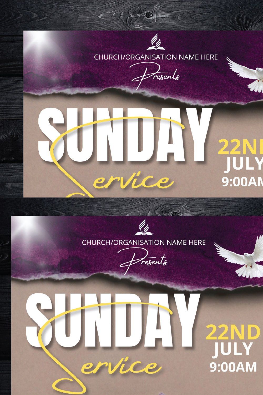 CHURCH SERVICE FLYER CANVA TEMPLATE pinterest preview image.
