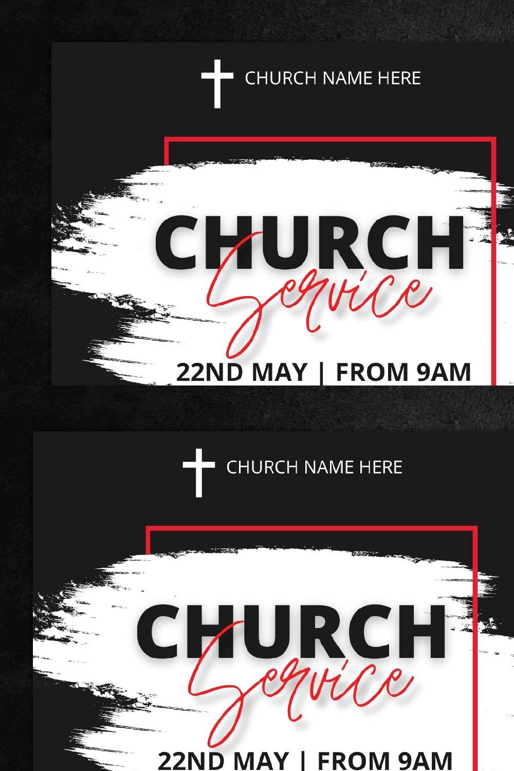 Church Service Flyer Canva Template pinterest preview image.