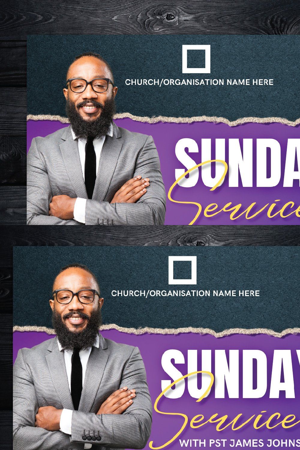 CHURCH SERVICE FLYER CANVA TEMPLATE pinterest preview image.