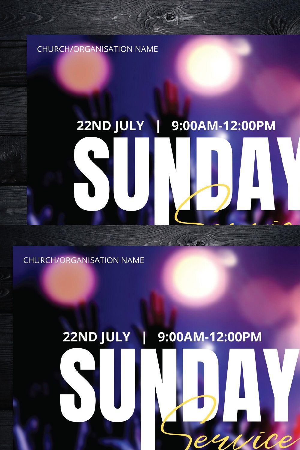 Church Service Flyer Canva Template pinterest preview image.