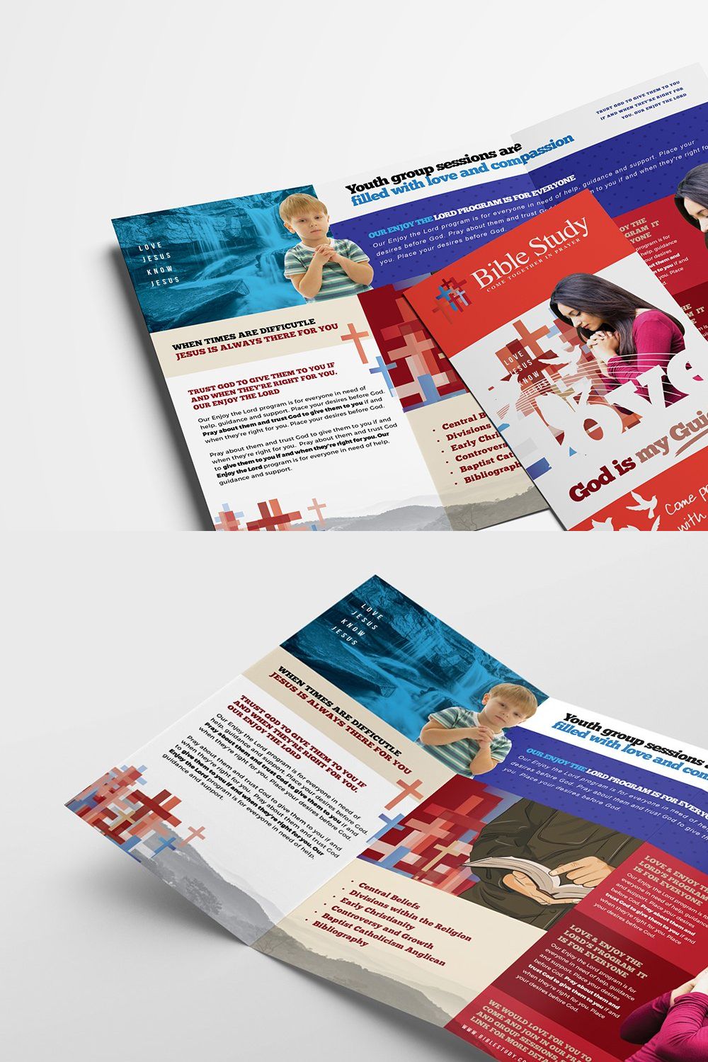 Church Trifold Brochure Template pinterest preview image.