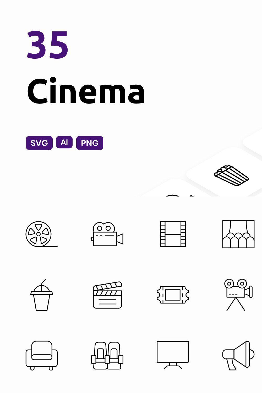 Cinema - Icons Pack pinterest preview image.