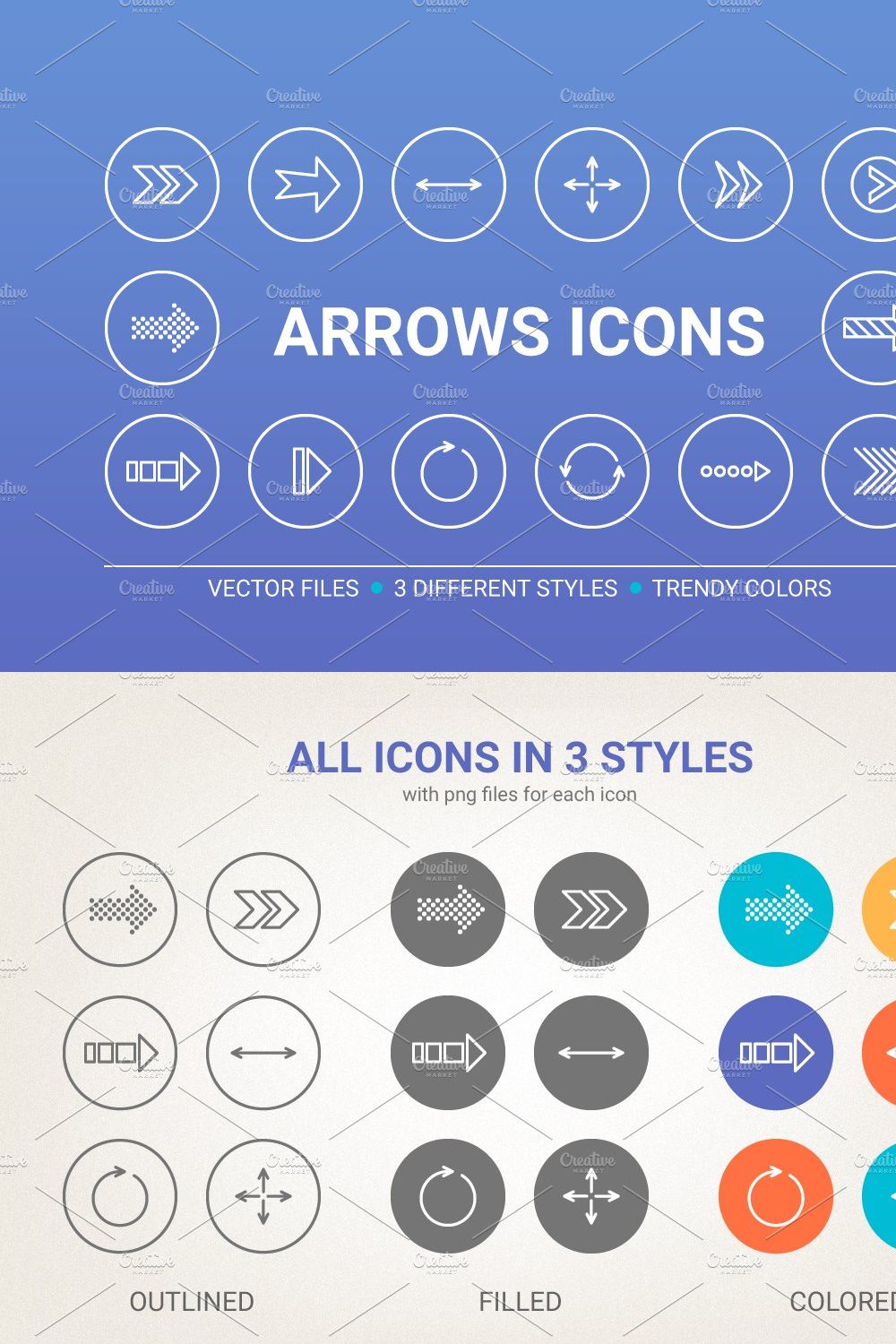 Circle arrows icons pinterest preview image.