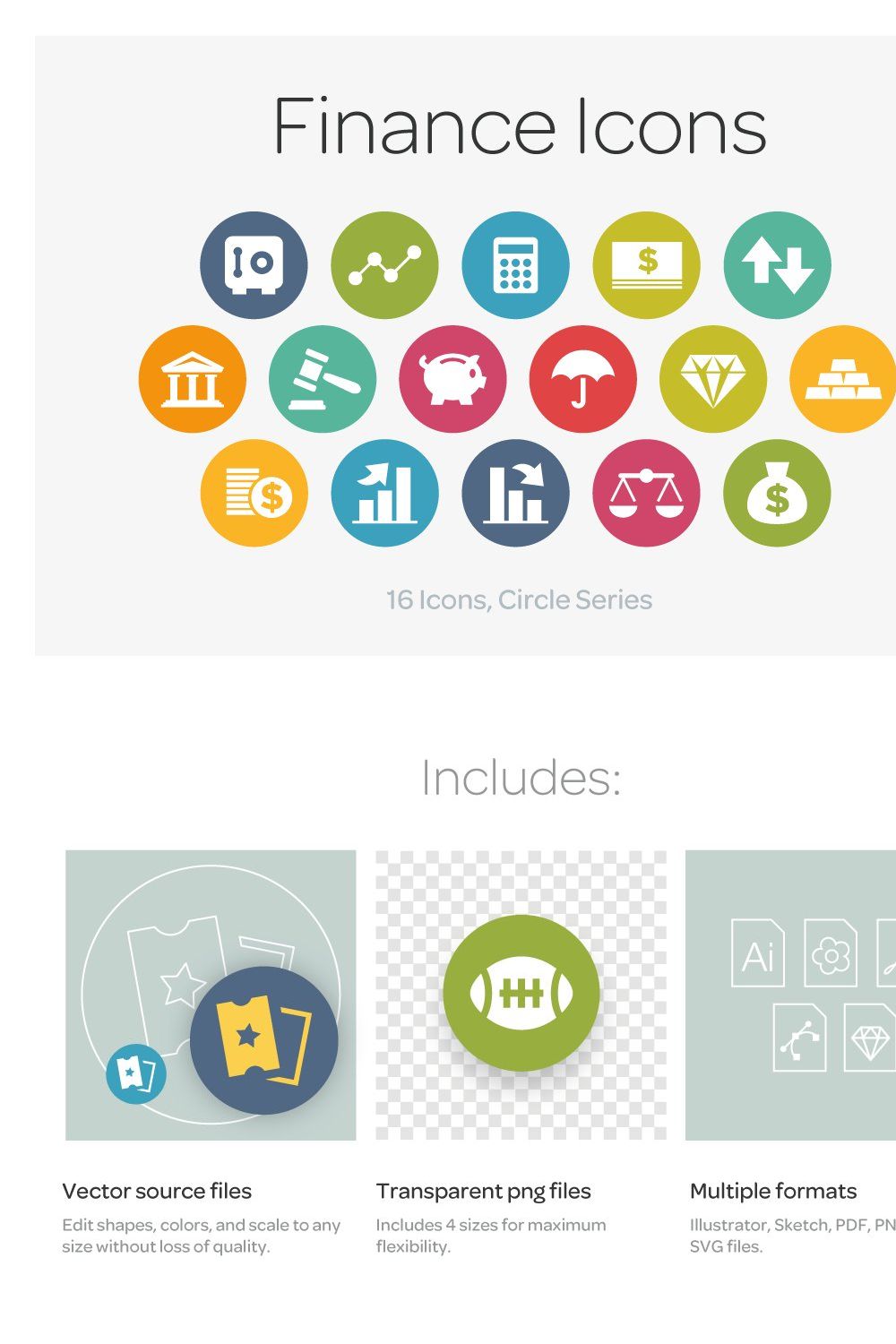 Circle Icons: Finance pinterest preview image.