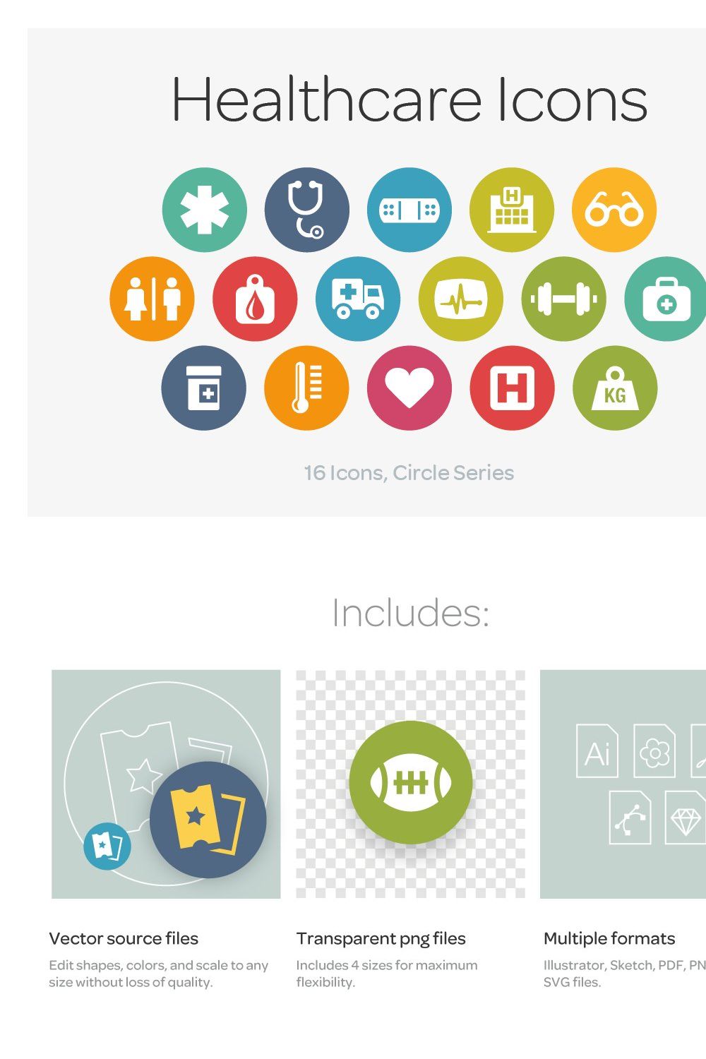 Circle Icons: Healthcare pinterest preview image.
