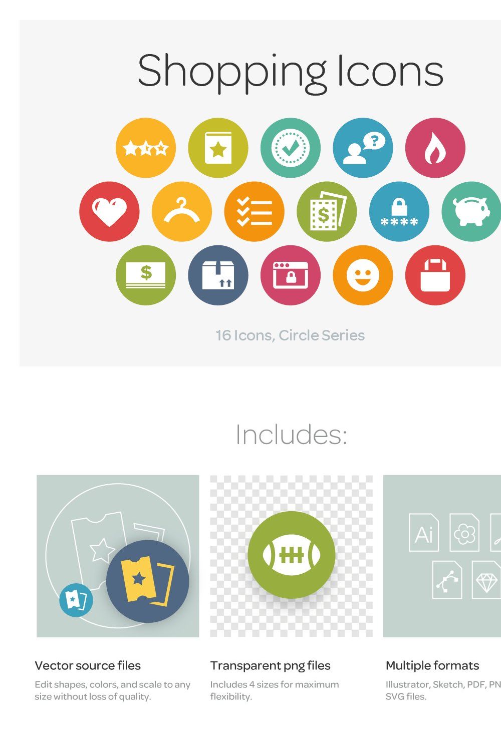Circle Icons: Shopping pinterest preview image.