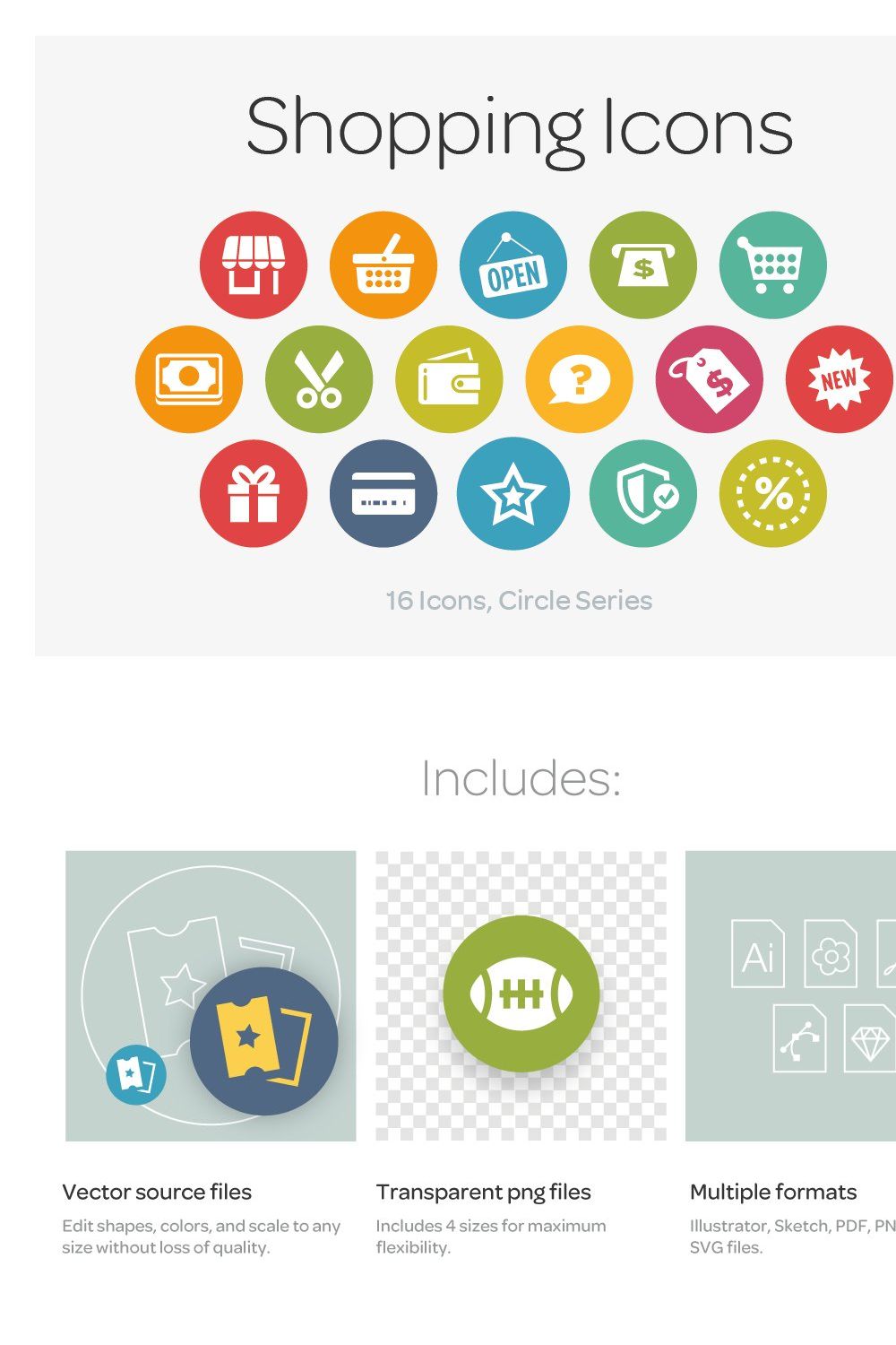 Circle Icons: Shopping pinterest preview image.