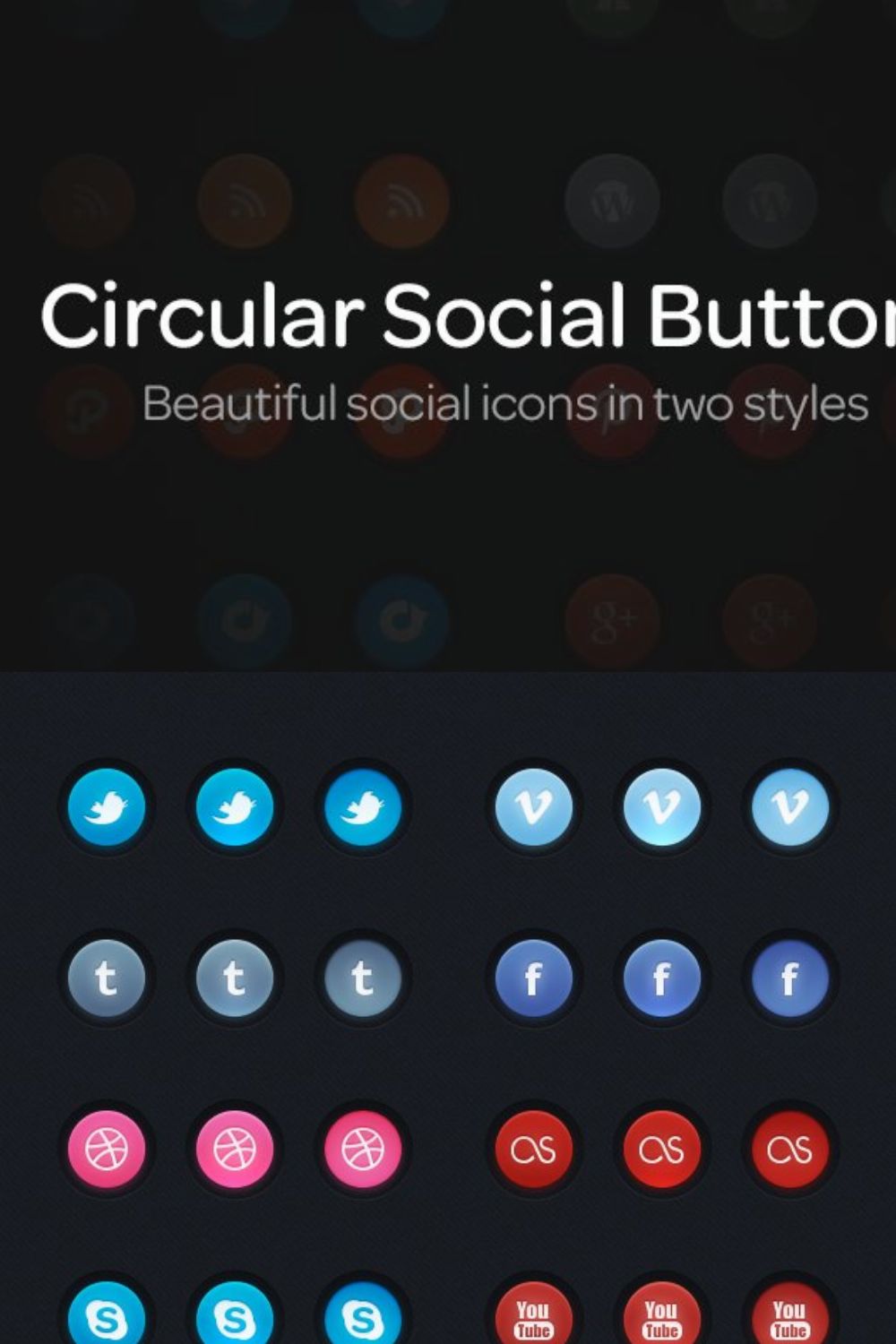 Circular Social Buttons pinterest preview image.