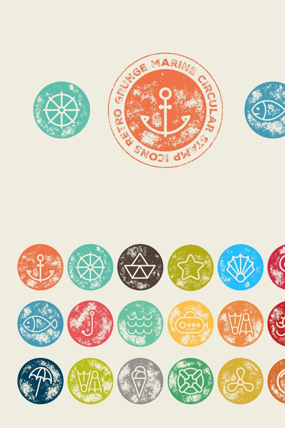 Circular Stamp Marine Vector Icons pinterest preview image.