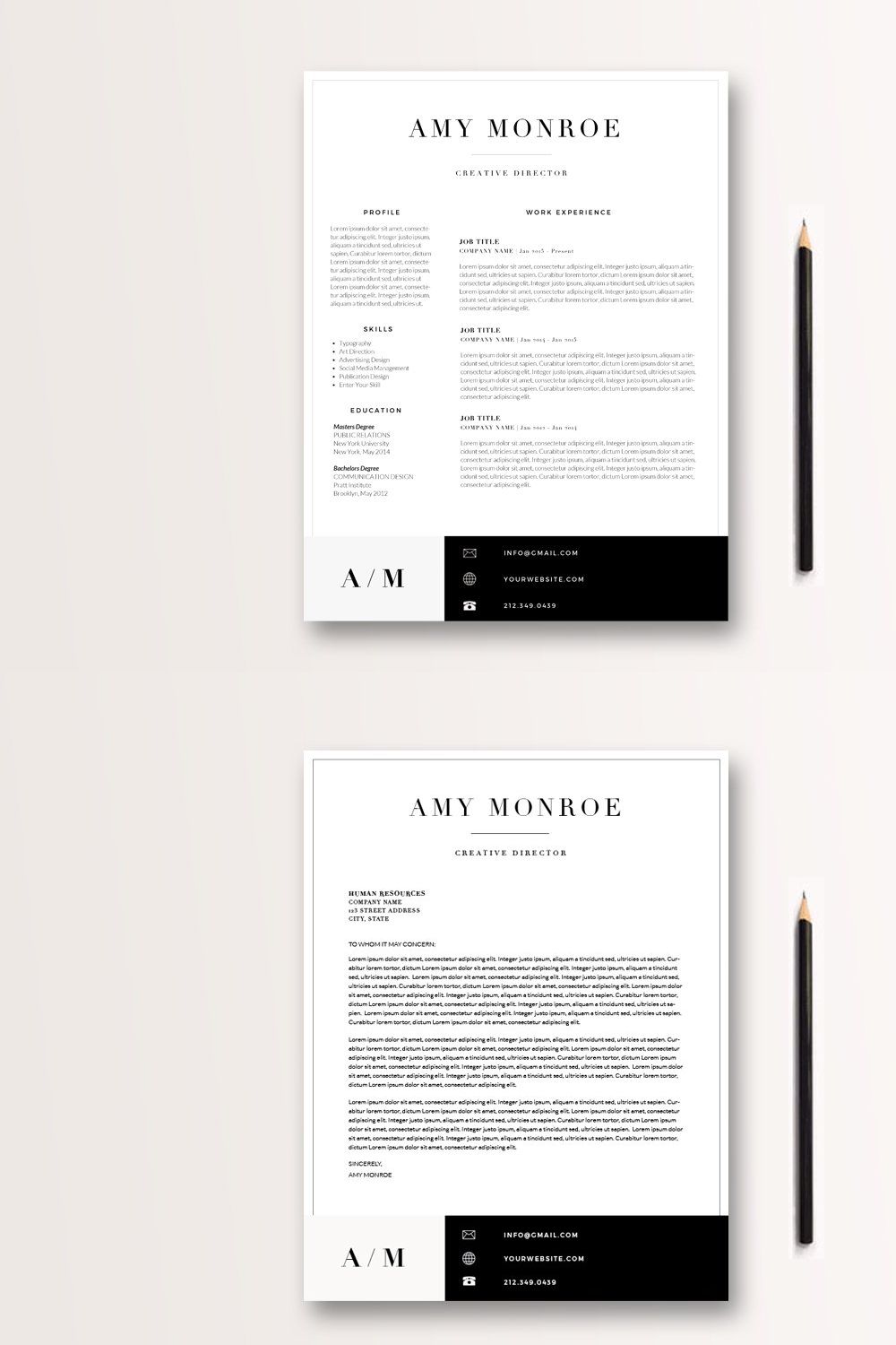 Classic Resume Template 3 page pinterest preview image.