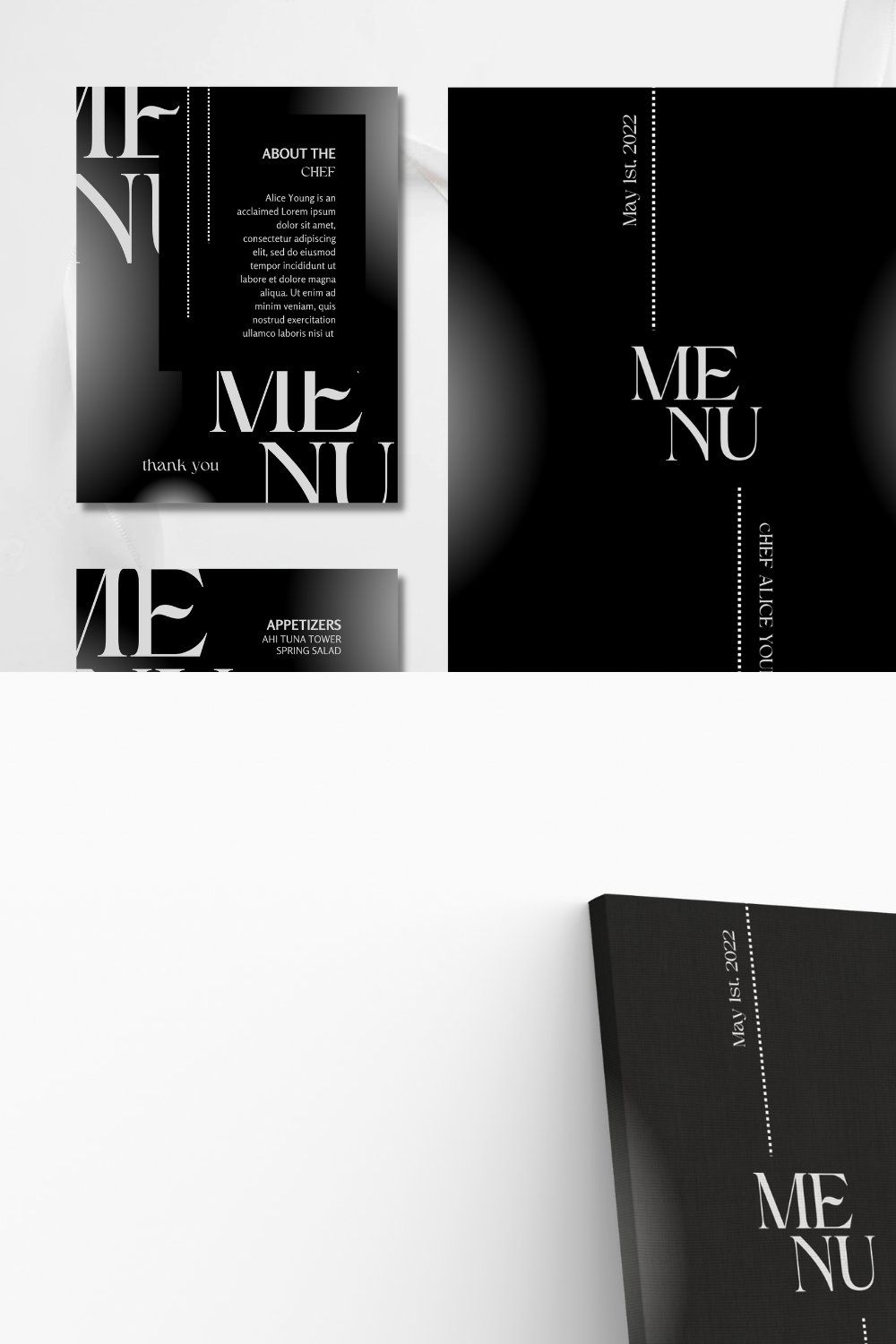 Classy Modern Chic Menu Templates pinterest preview image.