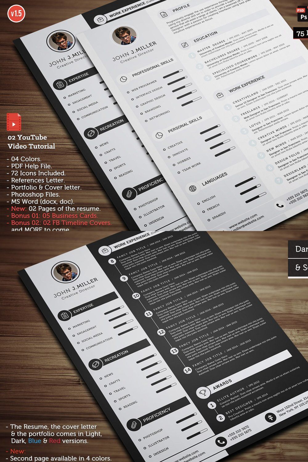 Clean CV Resume pinterest preview image.