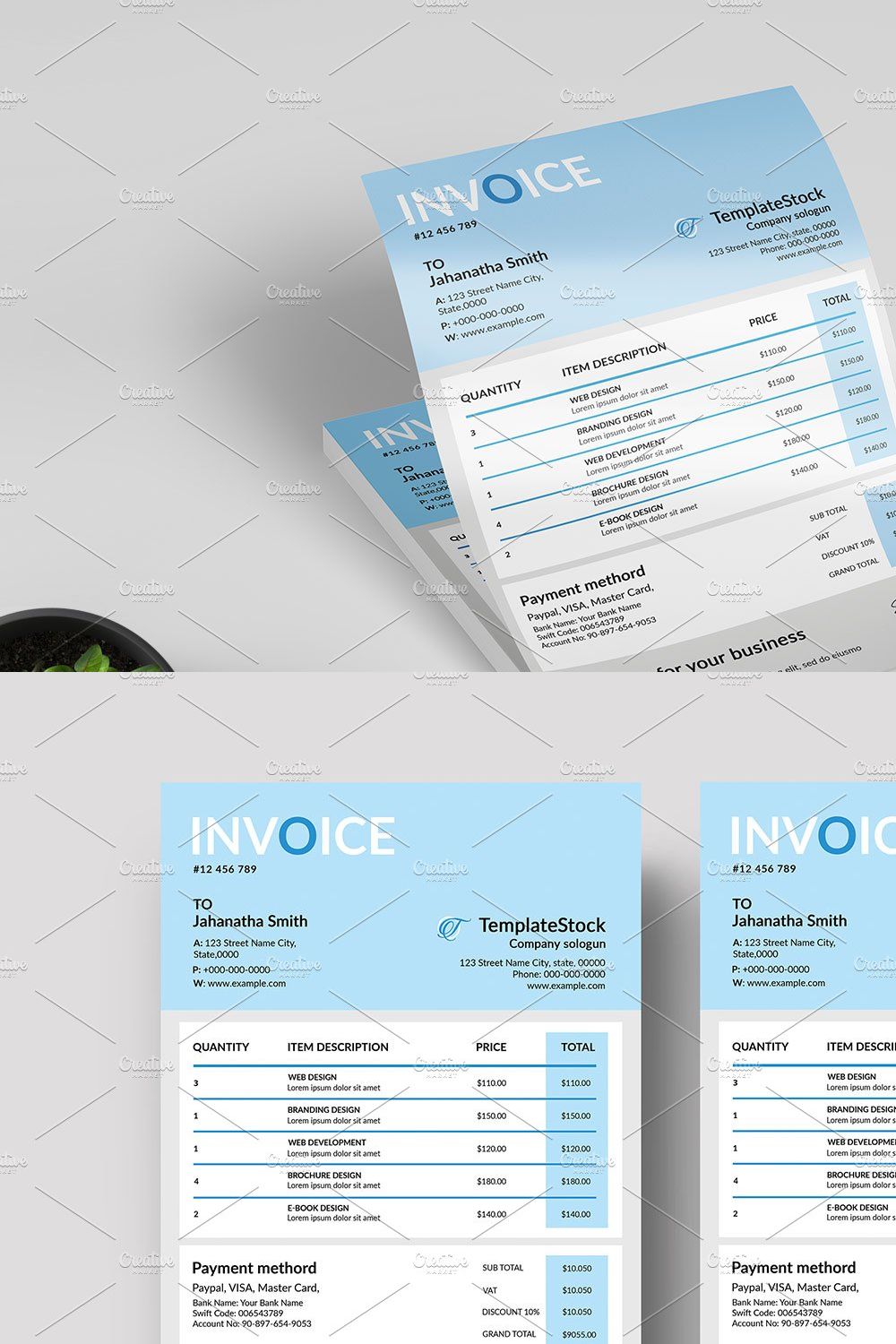 Clean Invoice pinterest preview image.