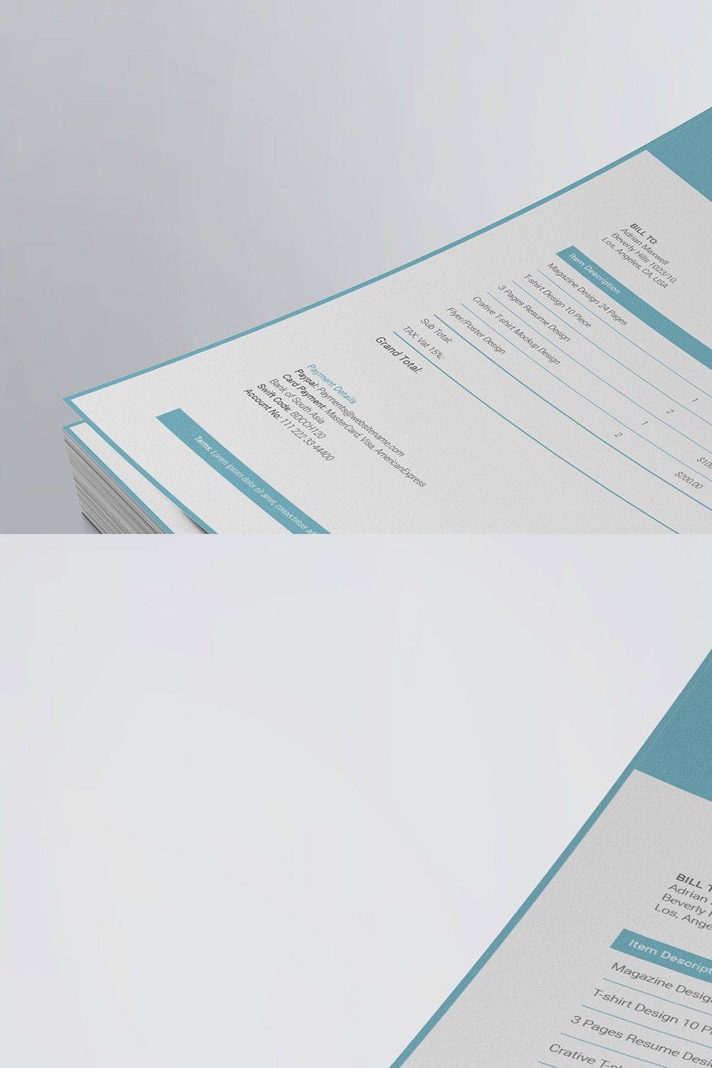 Clean Invoice Template pinterest preview image.