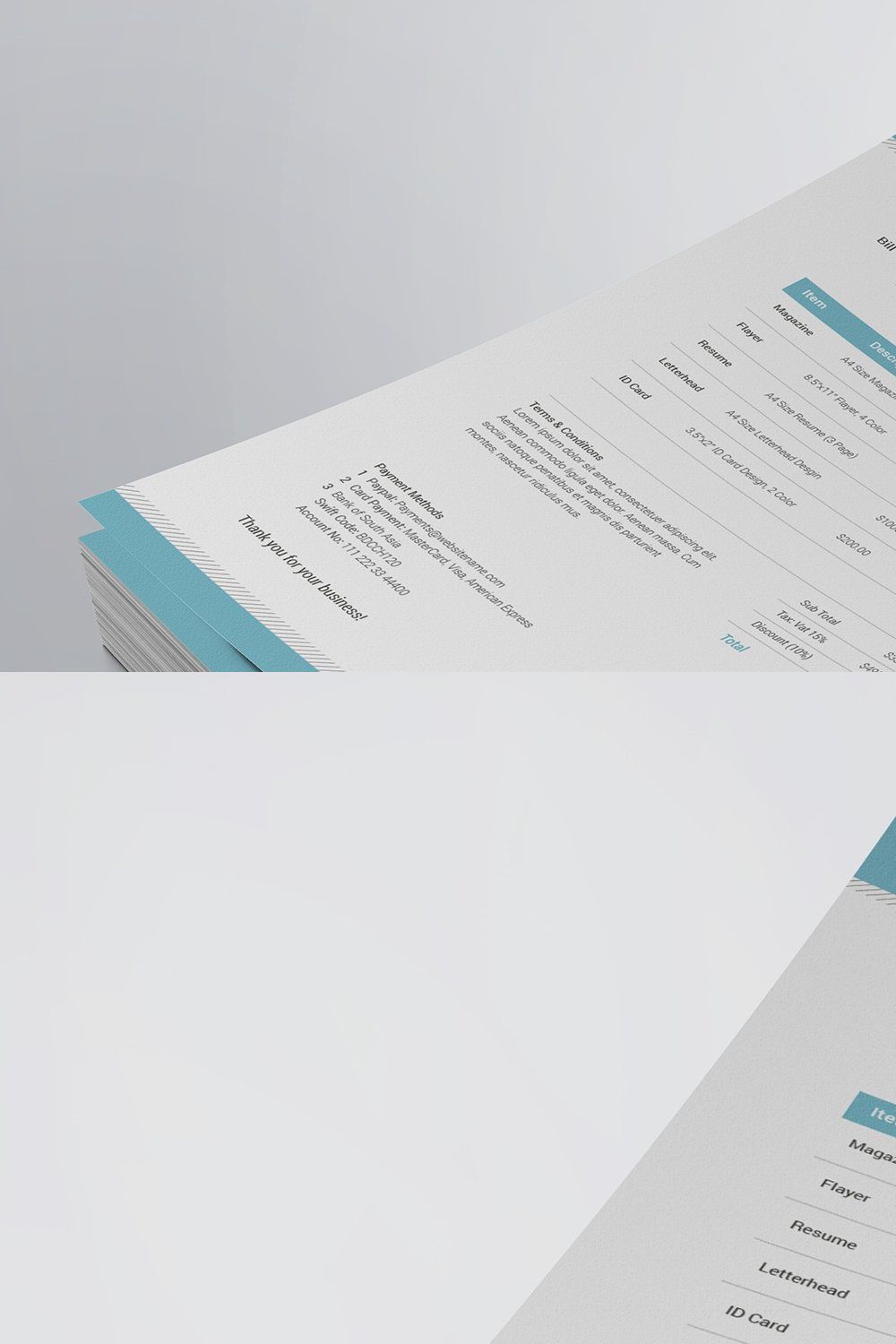 Clean Invoice Template pinterest preview image.