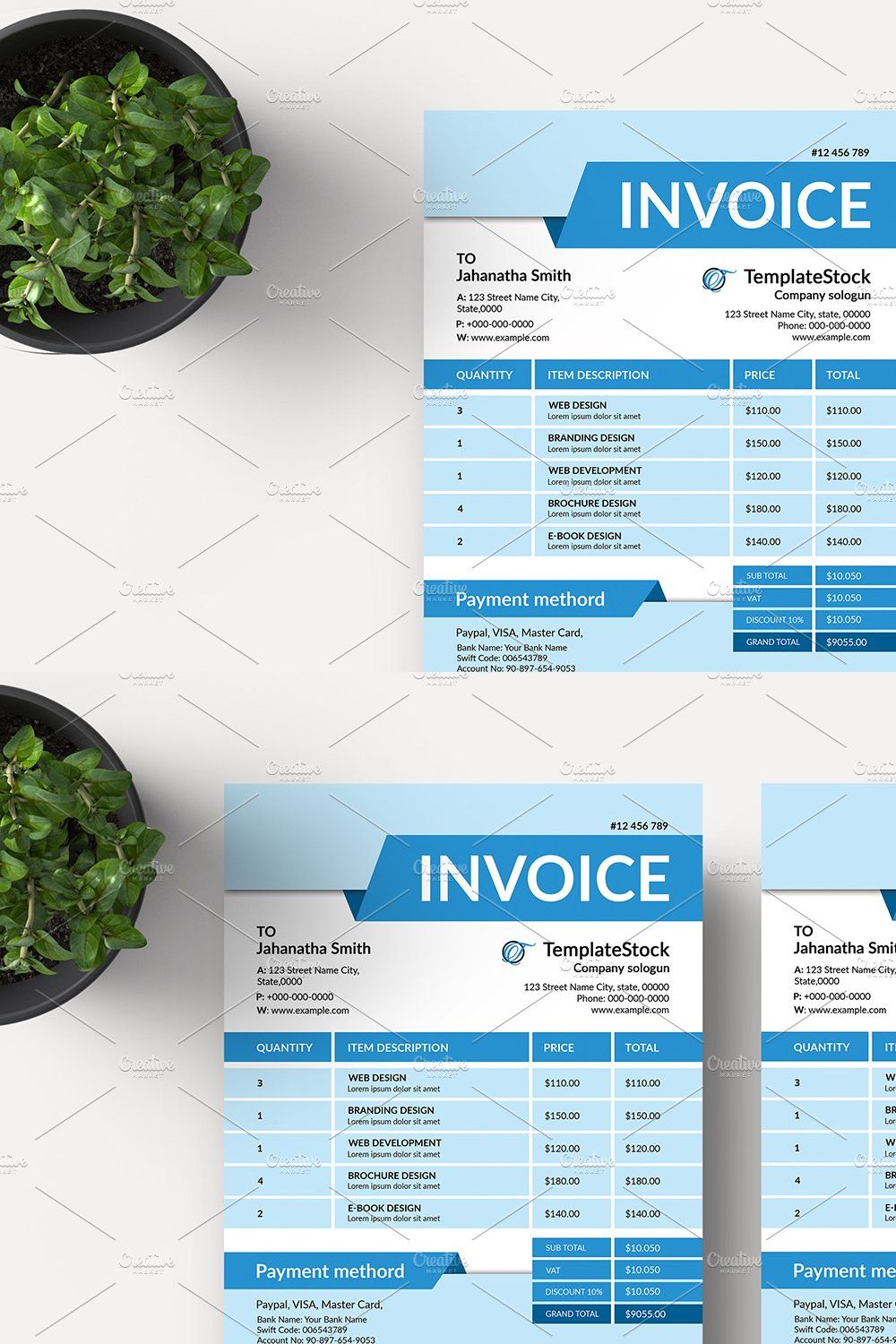 Clean Invoice V20 pinterest preview image.