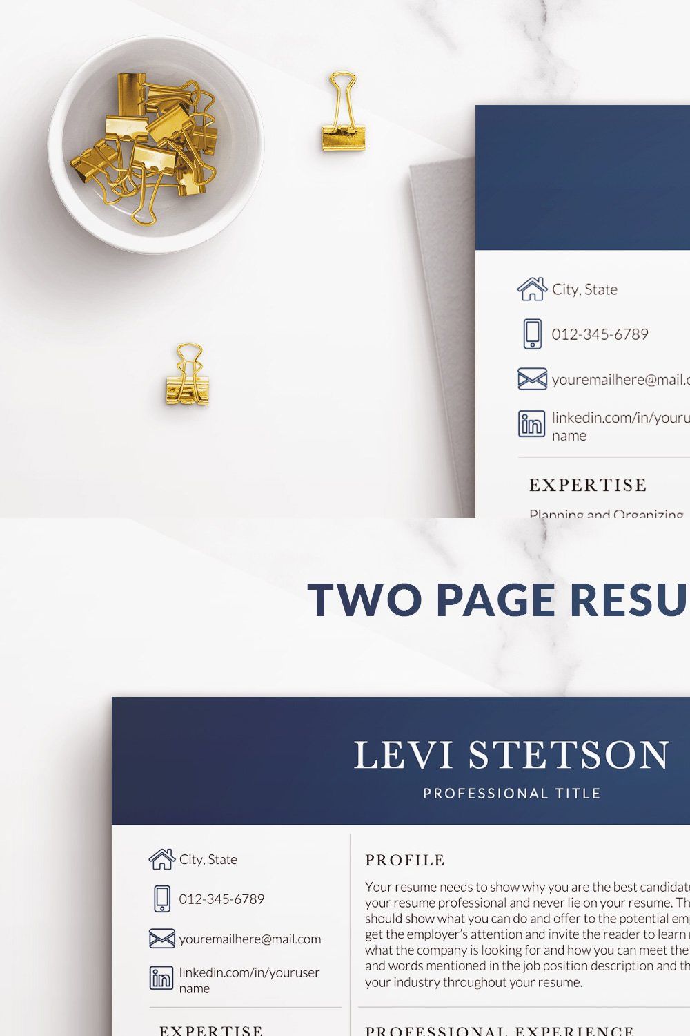Clean Modern Resume Template Word pinterest preview image.