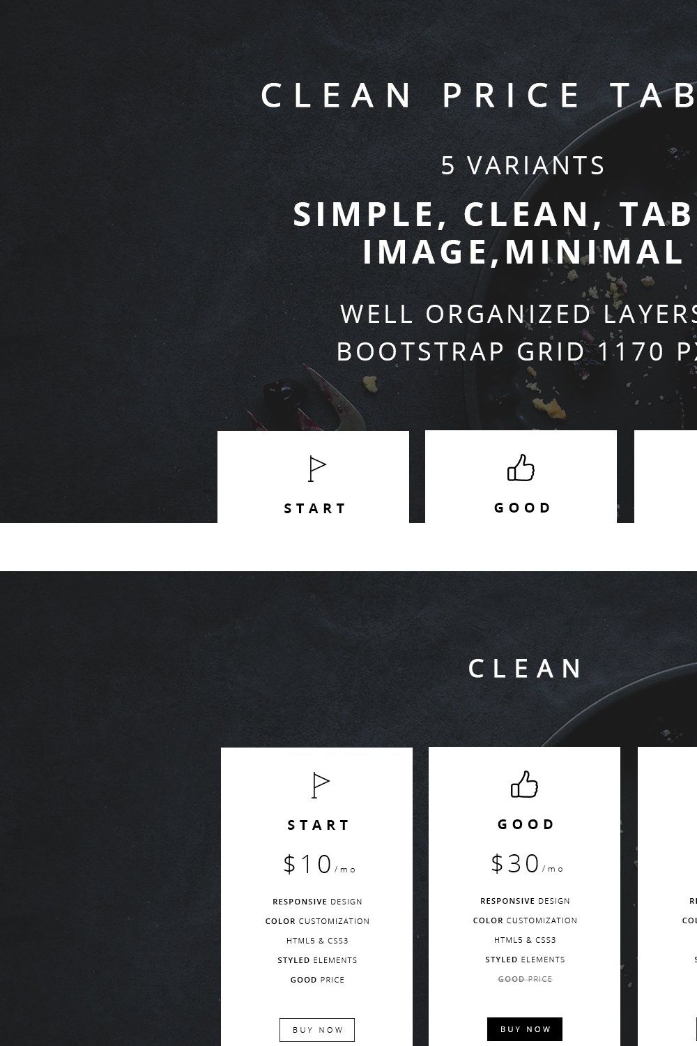 Clean Price Tables pinterest preview image.