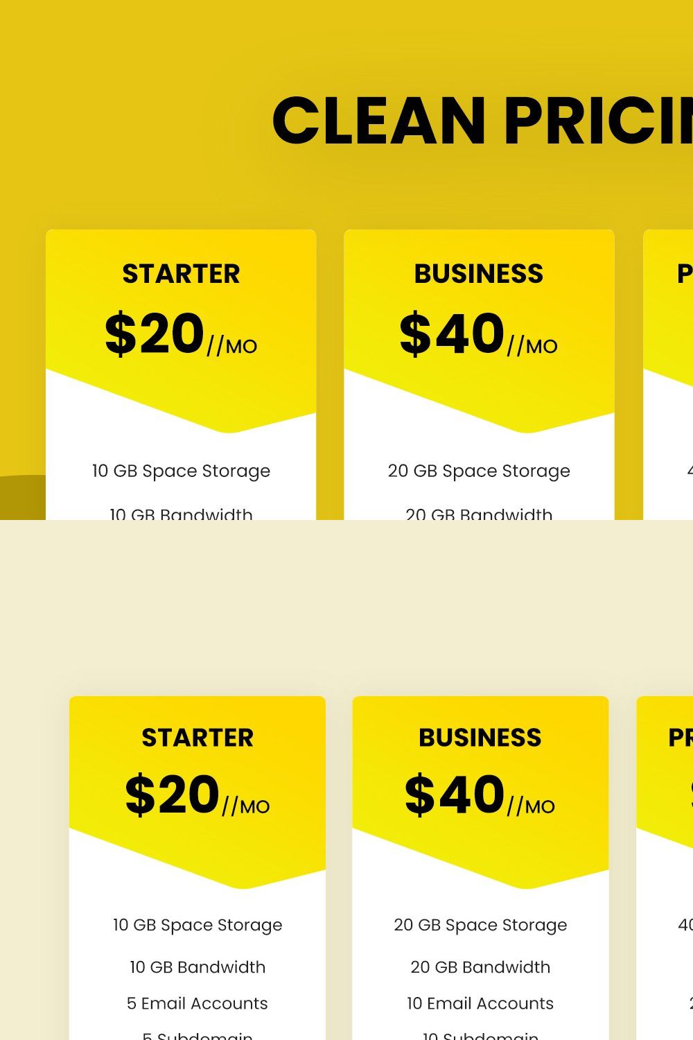 Clean Pricing Tables pinterest preview image.