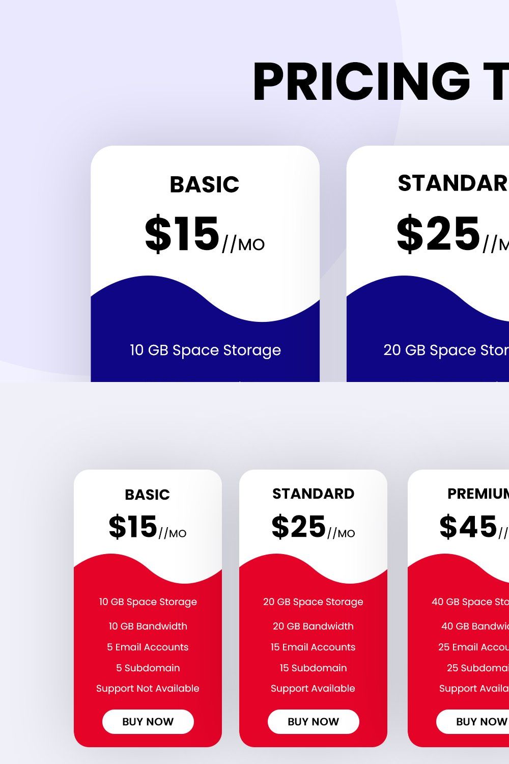 Clean Pricing Tables pinterest preview image.