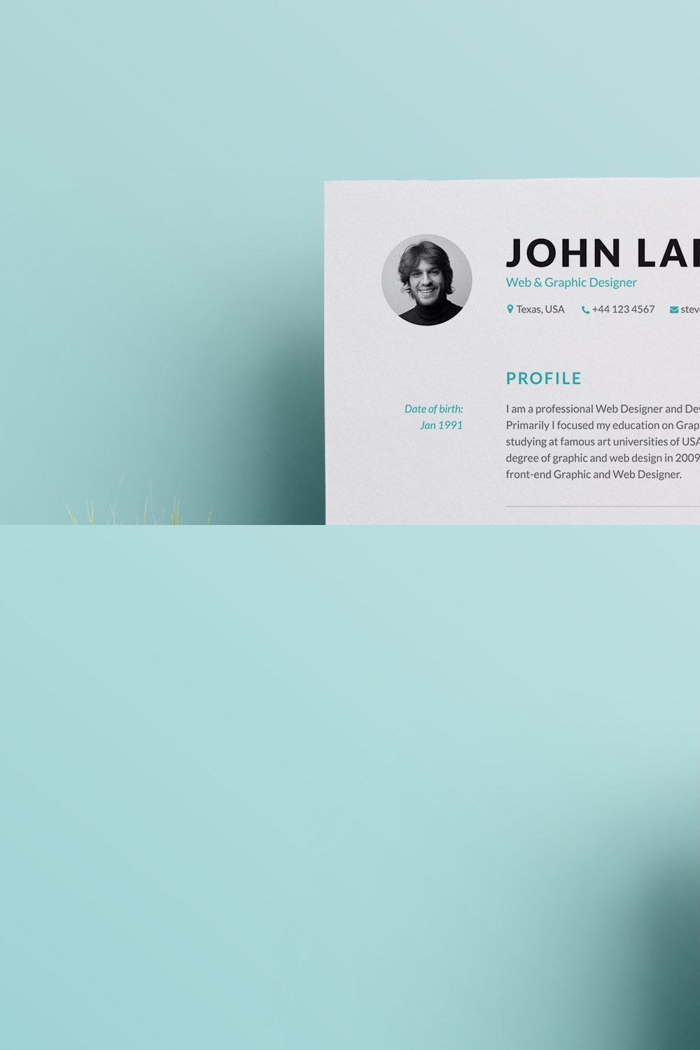 Clean Resume pinterest preview image.