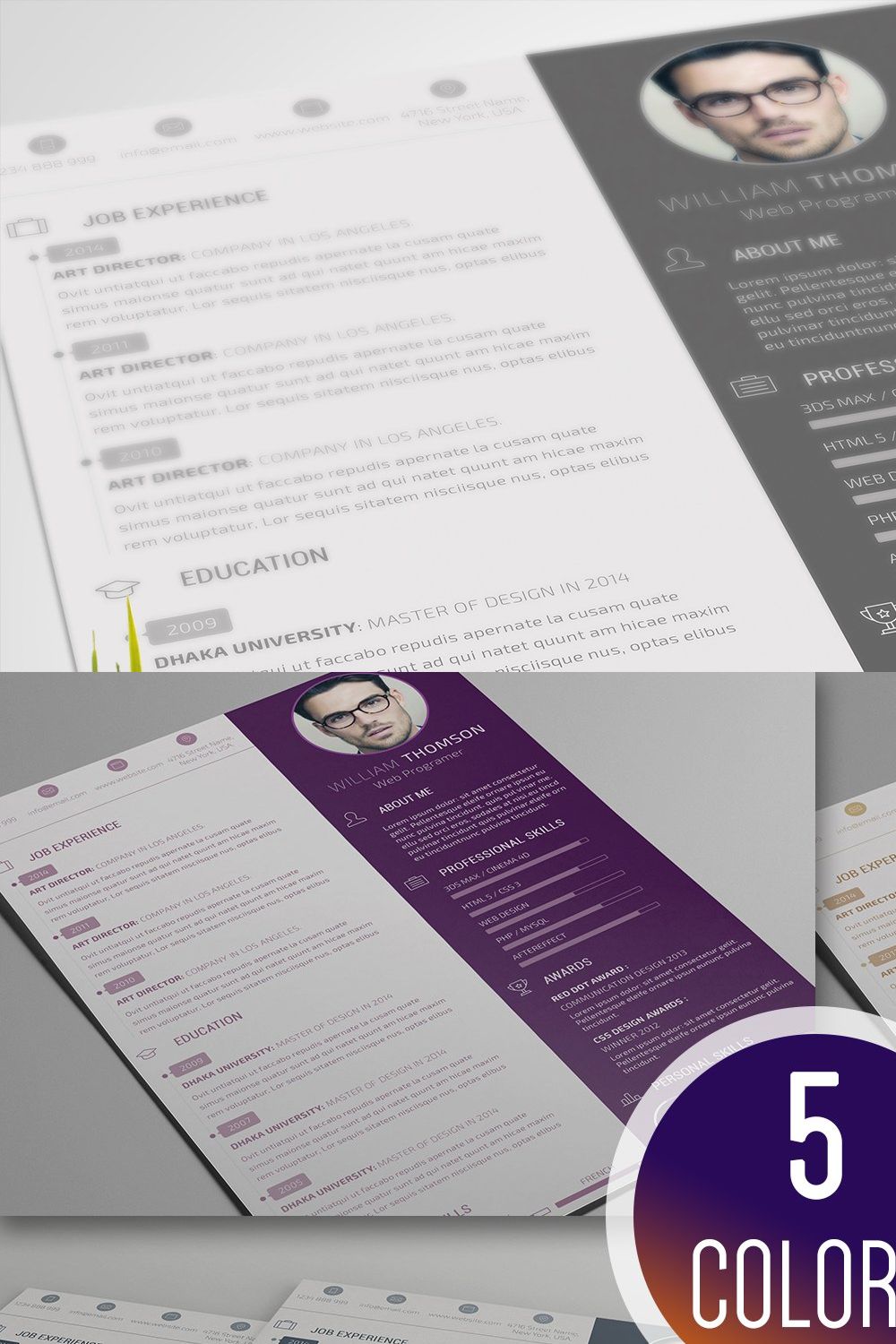 Clean Resume / CV pinterest preview image.