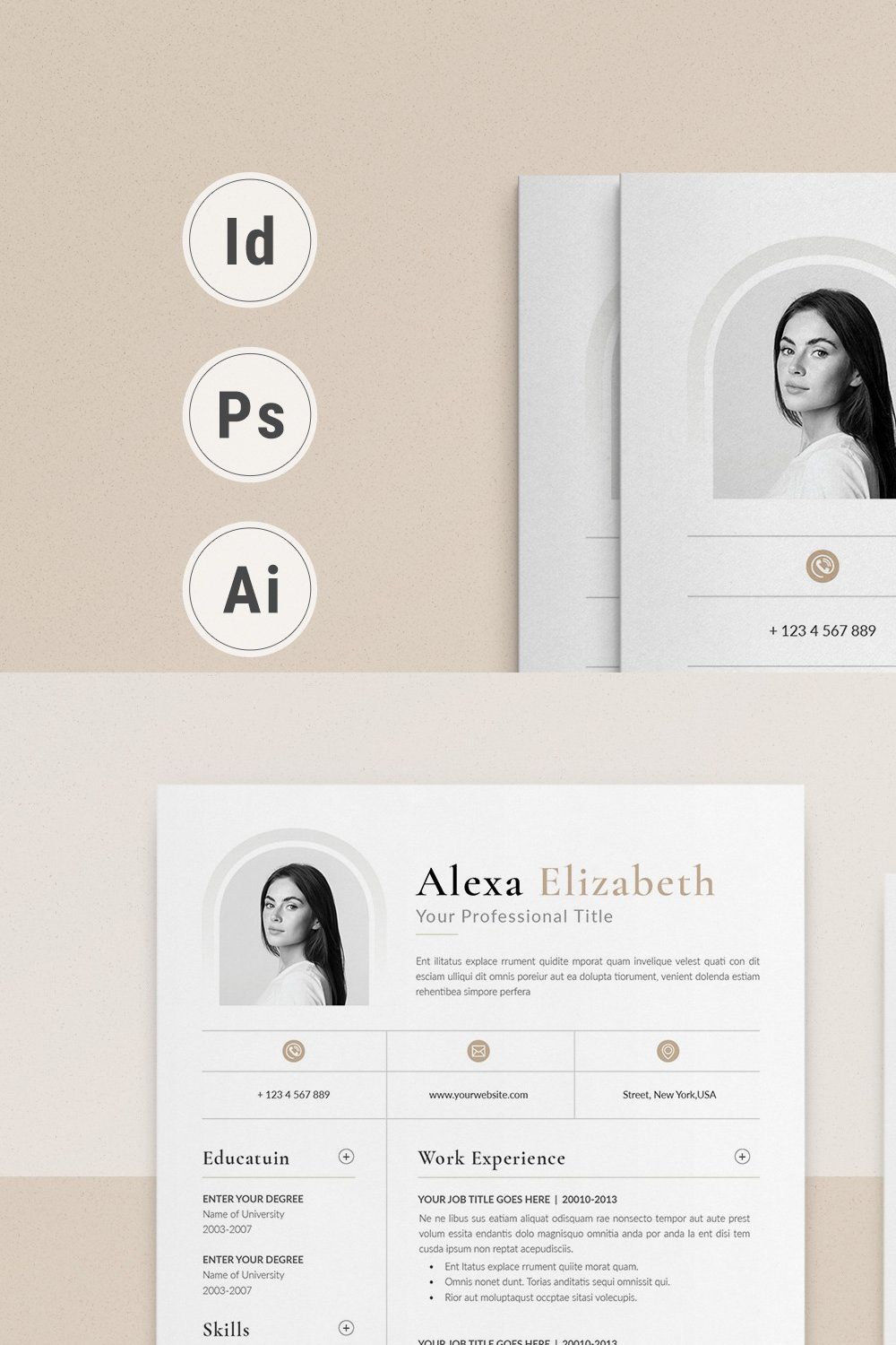 Clean Resume / CV pinterest preview image.