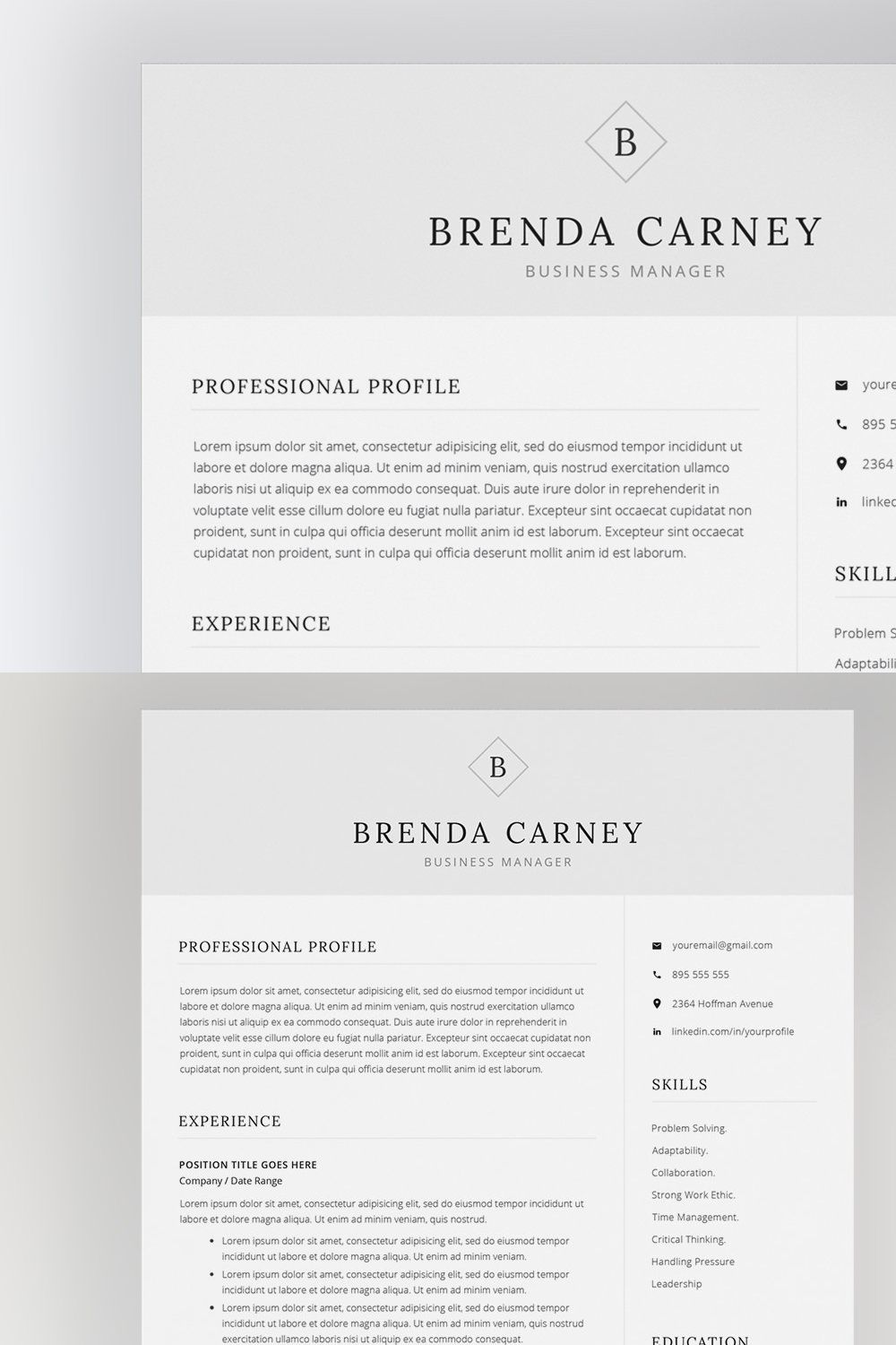 Clean Resume CV pinterest preview image.