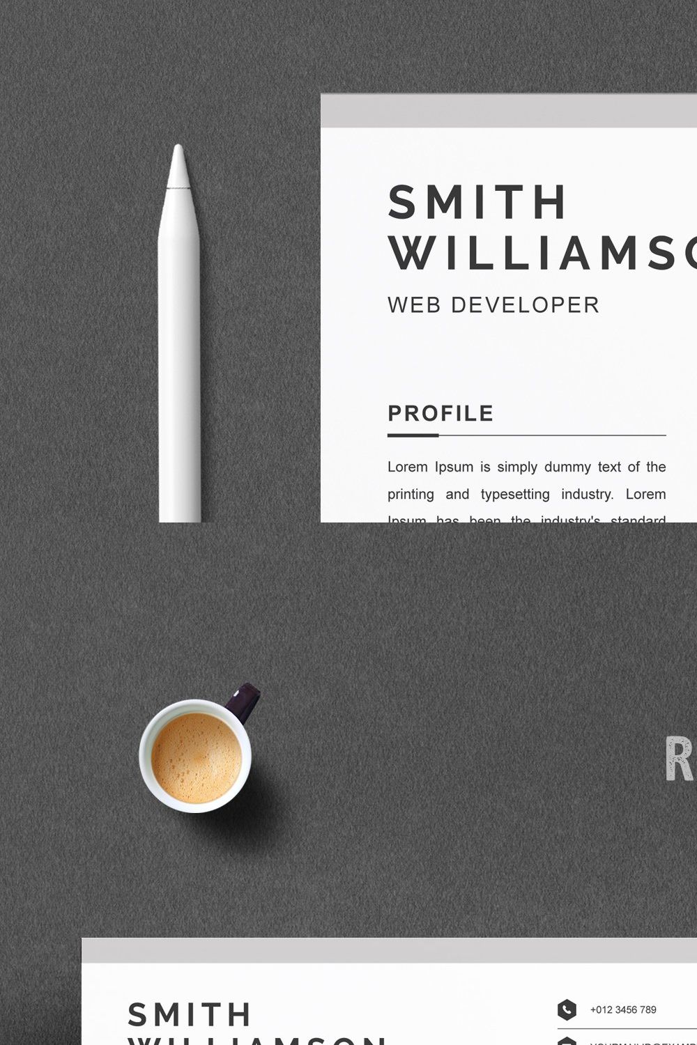 Clean Resume / CV Template MS Word pinterest preview image.