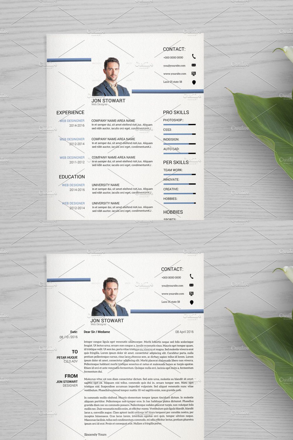 Clean Resume / Cv Template-V039 pinterest preview image.