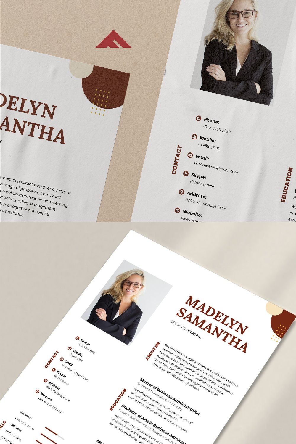 Clean Resume Senior Accountant pinterest preview image.
