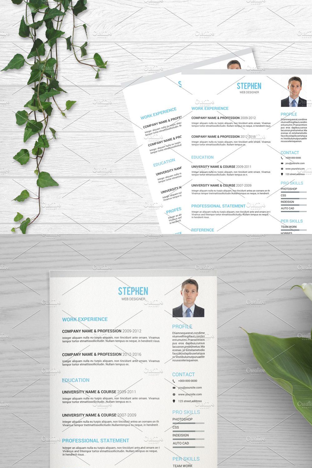 Clean Resume Template - V43 pinterest preview image.