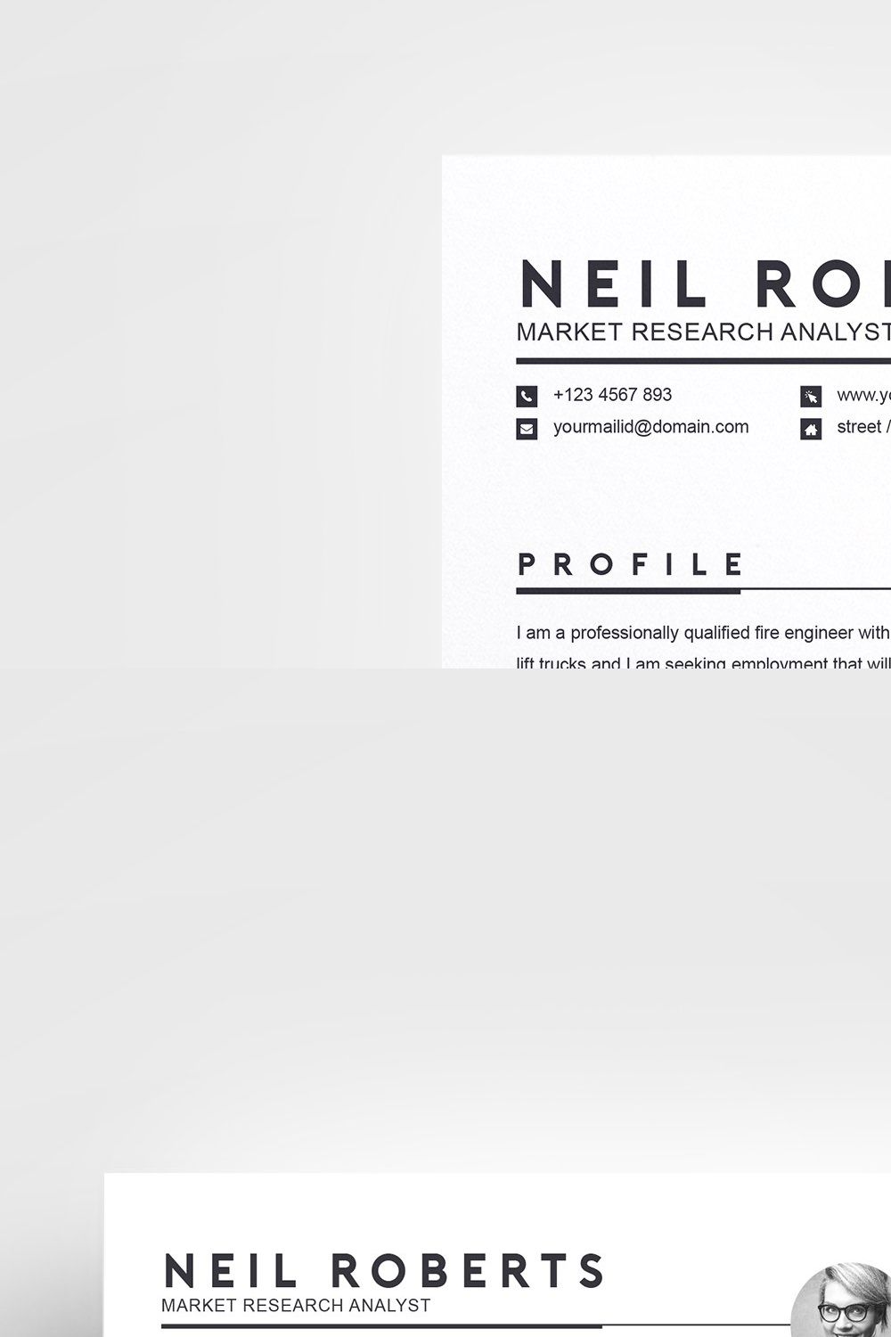 Clean Resume Template | Word CV pinterest preview image.