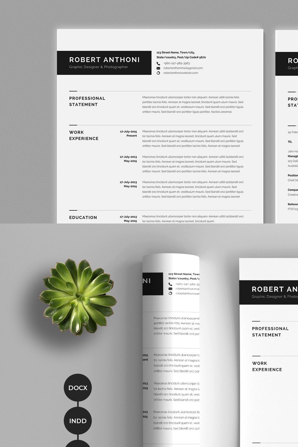 Clean Resume/CV pinterest preview image.
