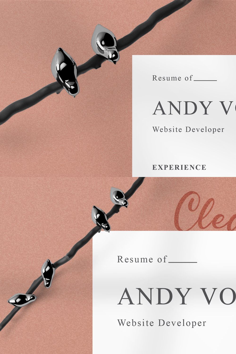 Clean Resume/CV pinterest preview image.