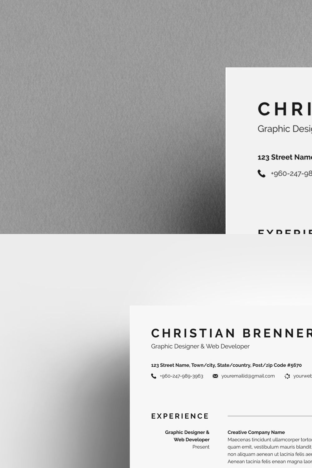 Clean Resume/CV With Cover Letter pinterest preview image.