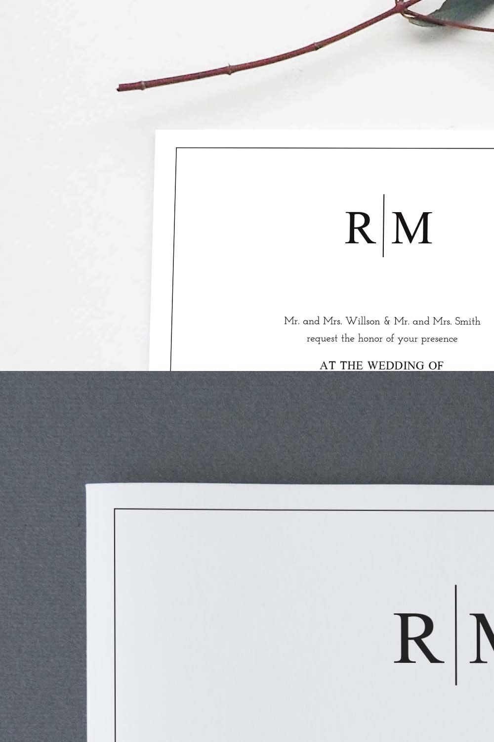 Clean Wedding Invitation Set pinterest preview image.