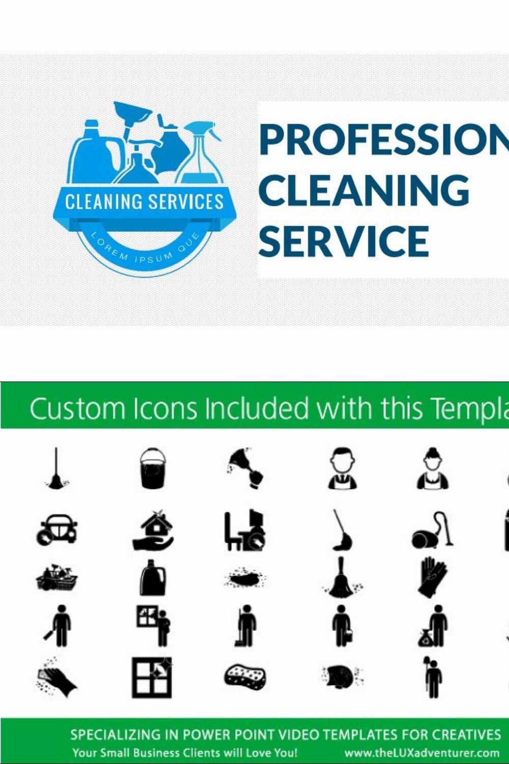 Cleaning Maid Service Power Point pinterest preview image.