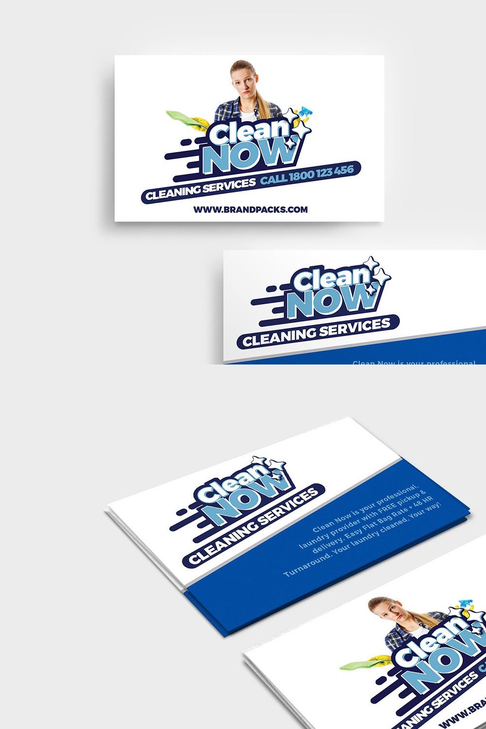 Cleaning Service Business Card pinterest preview image.