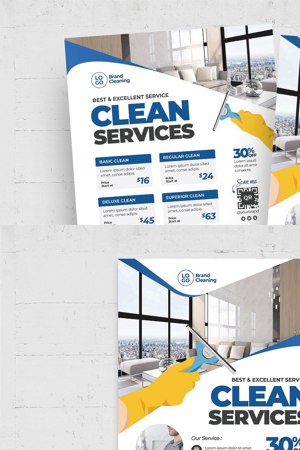 Cleaning Service Flyer Template pinterest preview image.