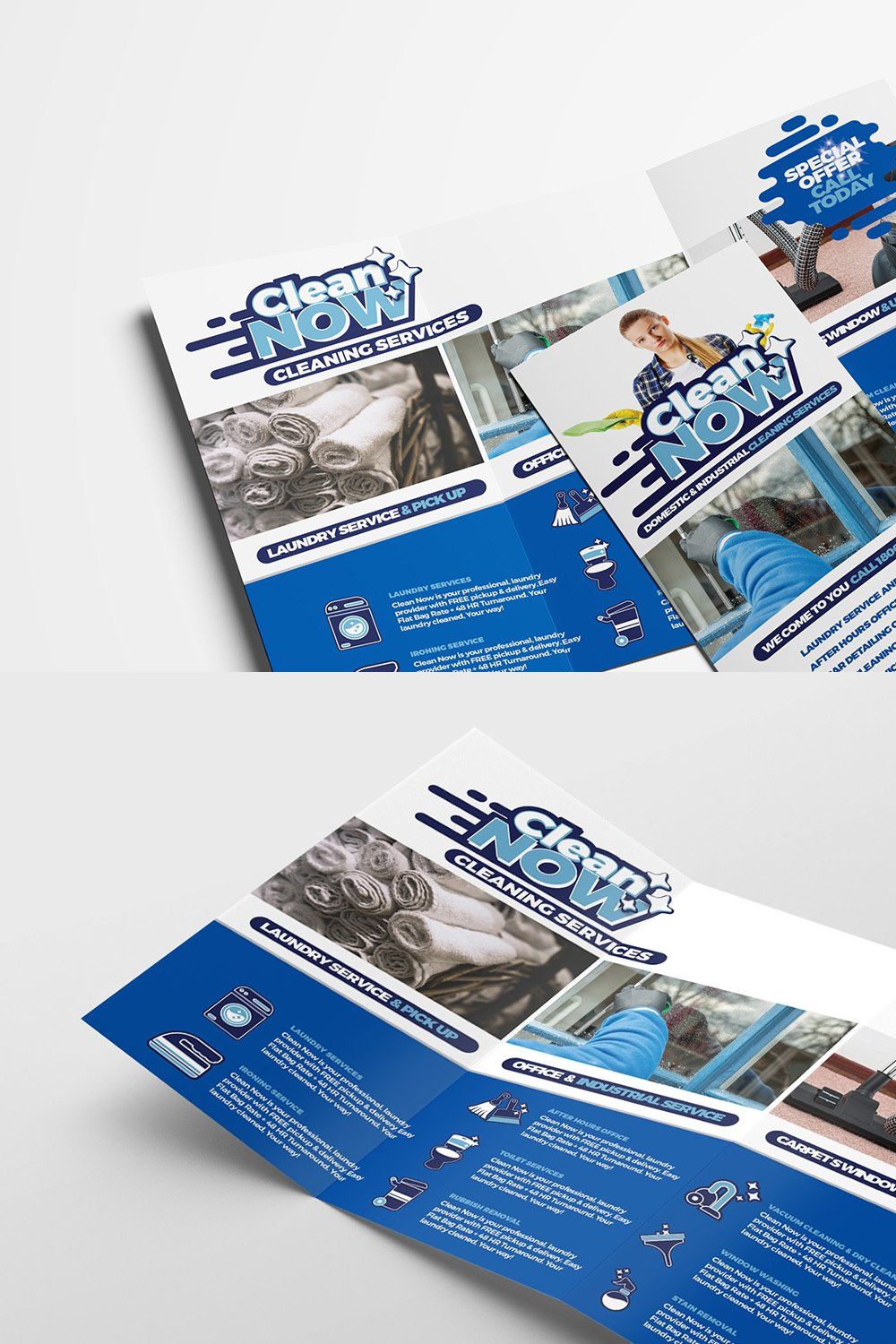 Cleaning Service Tri Fold Brochure pinterest preview image.