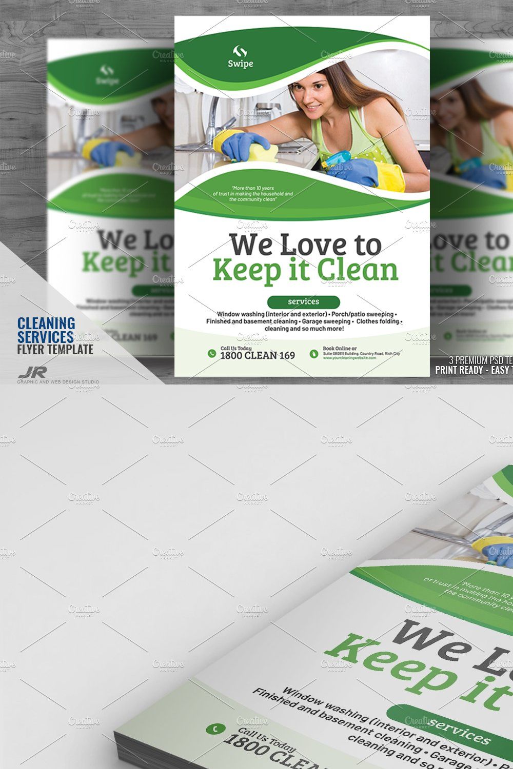 Cleaning Services Template Flyer pinterest preview image.