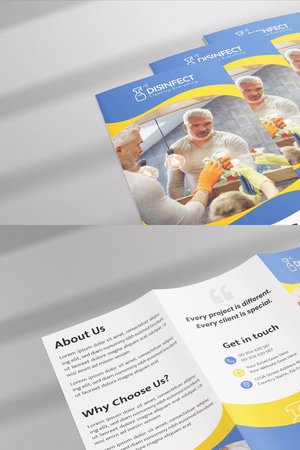 Cleaning Services Trifold Brochure pinterest preview image.