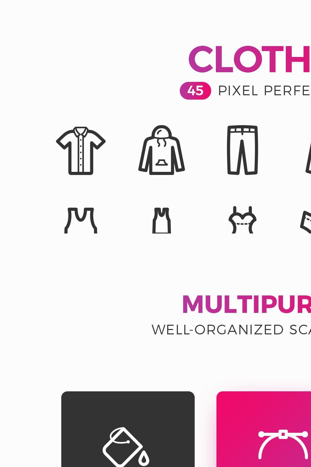 Clothes & Accessory Line Icons Pack pinterest preview image.