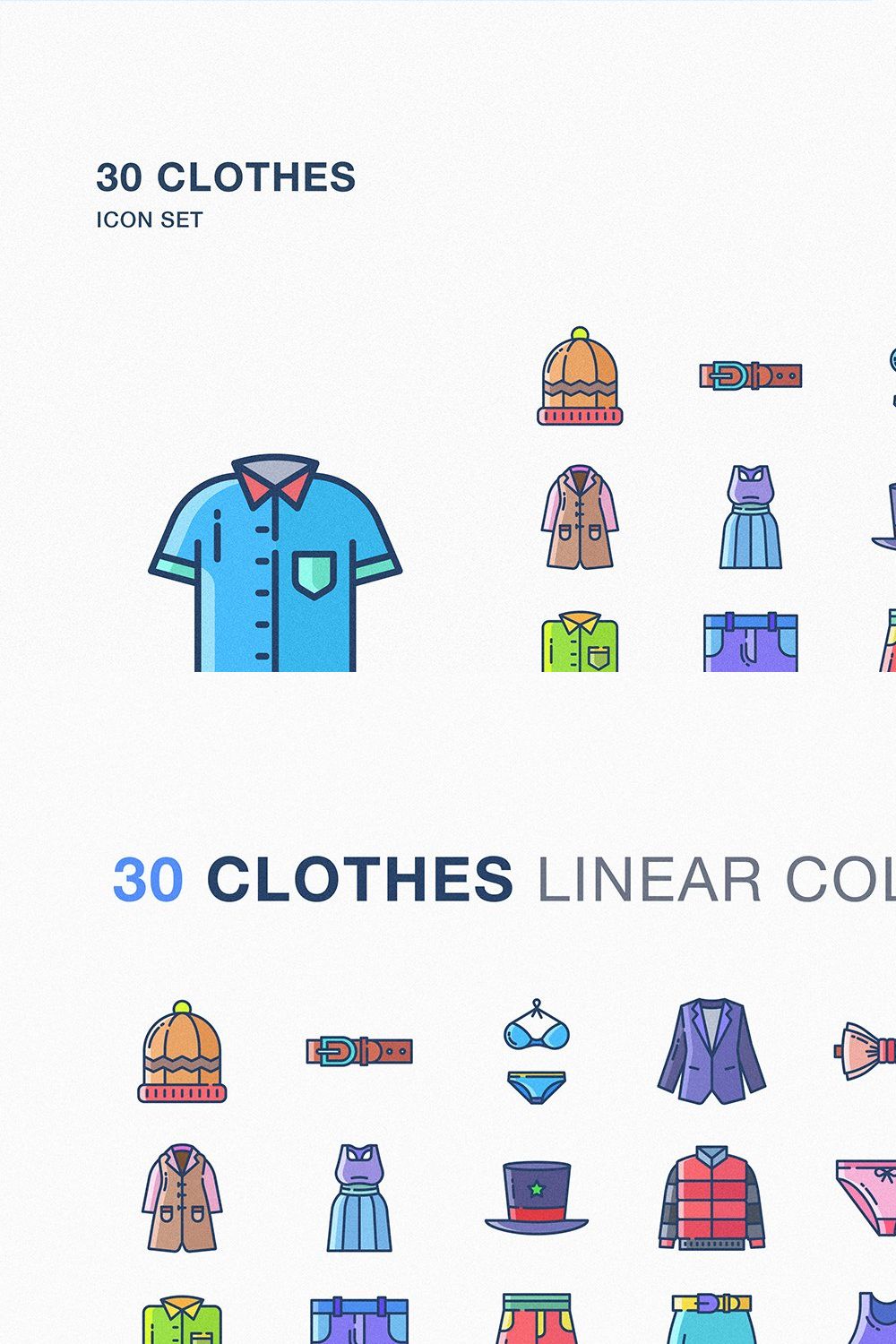 Clothes and dress icon set pinterest preview image.