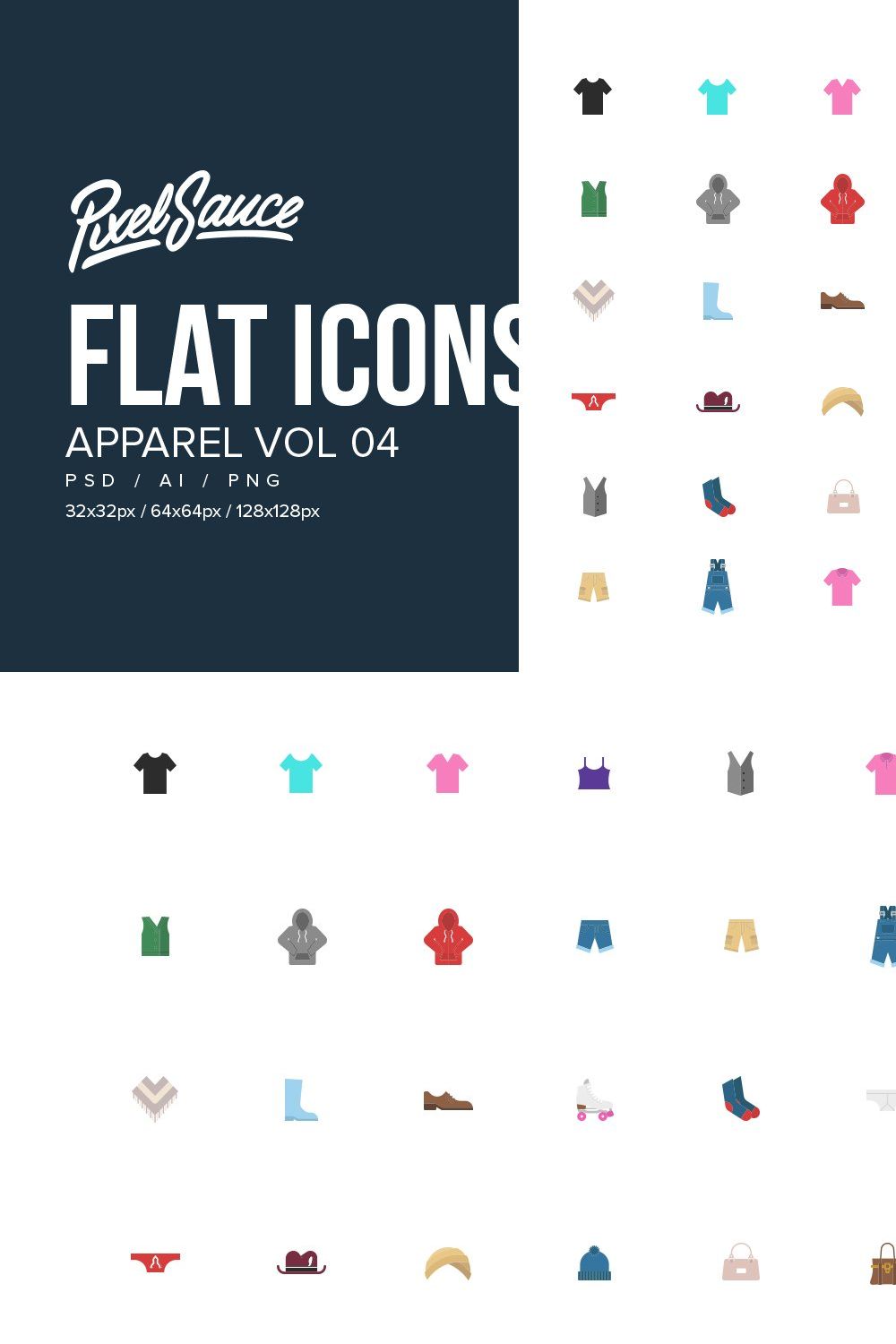 Clothes & Apparel Flat Icons Vol 04 pinterest preview image.
