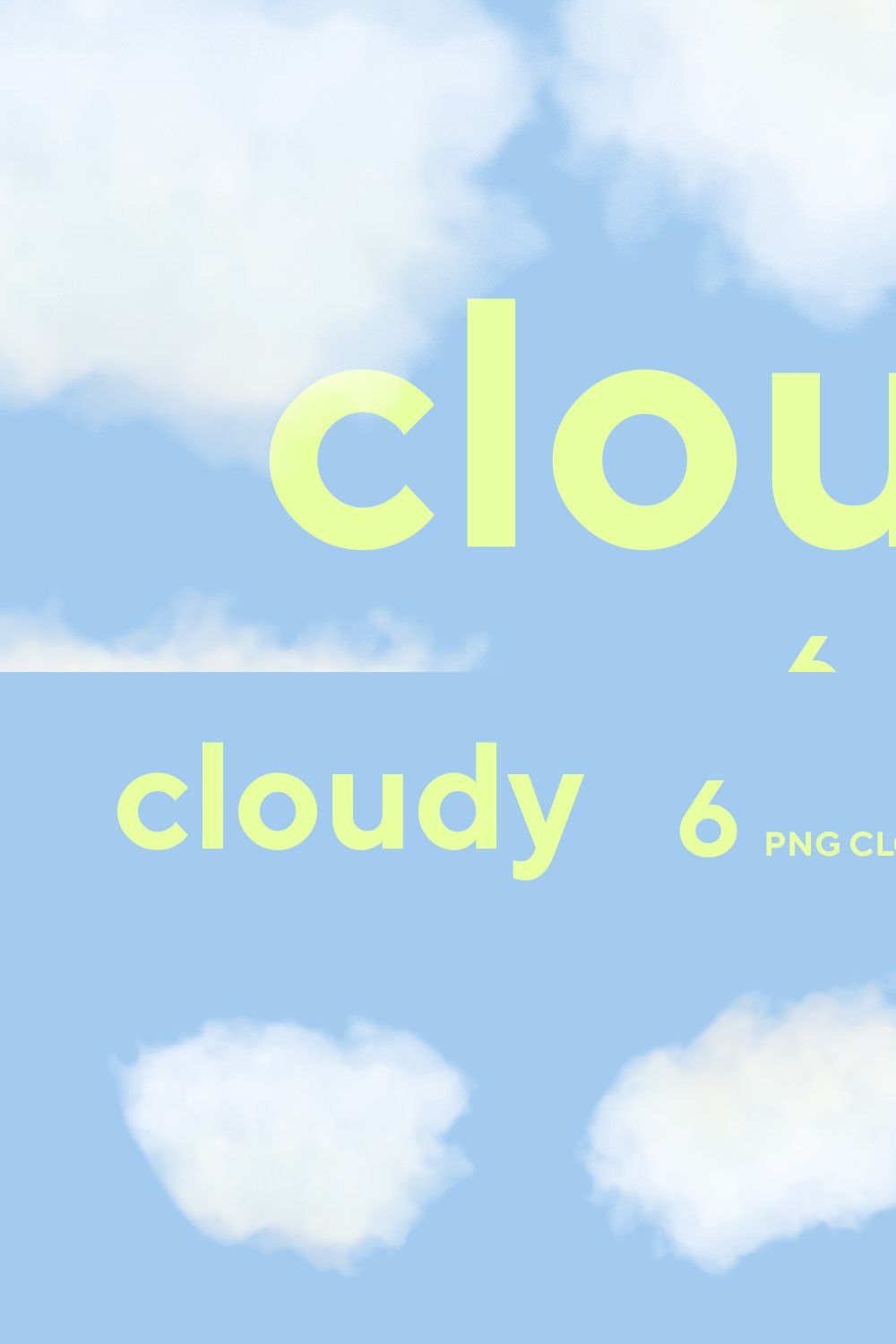 Cloudy - 6 PNG Cloud Textures pinterest preview image.